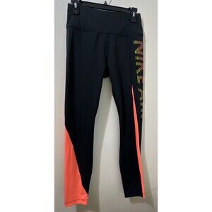 Nike Air Pants Womens Size Medium Black Orange Blue 7/8 Leggings Running Yoga